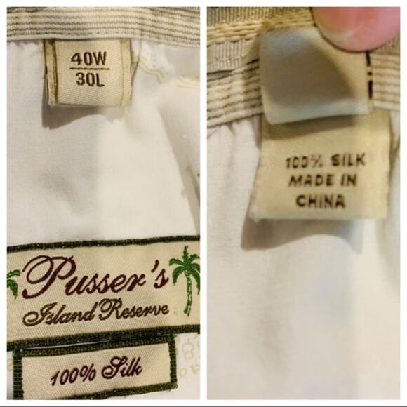 Silk Tan Pants Slacks Sz 40x 30 Pusser’s Island Summer Cream - Picture 7 of 7